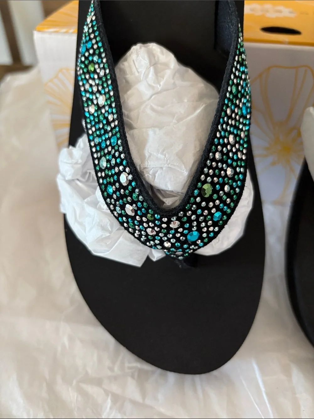 Yellow Box Africa Turquoise Black Women's Sandals Size 9.5 New